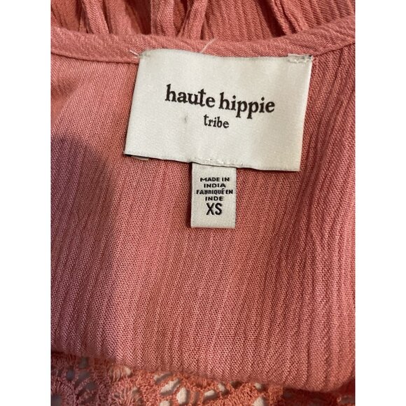 Haute Hippie Tribe Women Scoop Neck Pullover Tie String Peasant Blouse Size XS. - Picture 6 of 6